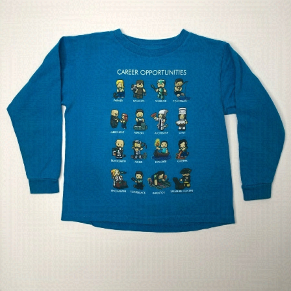 MOJANG Mindcraft Blue Graphic Long Sleeve Shirt Boy's SIZE 5/6